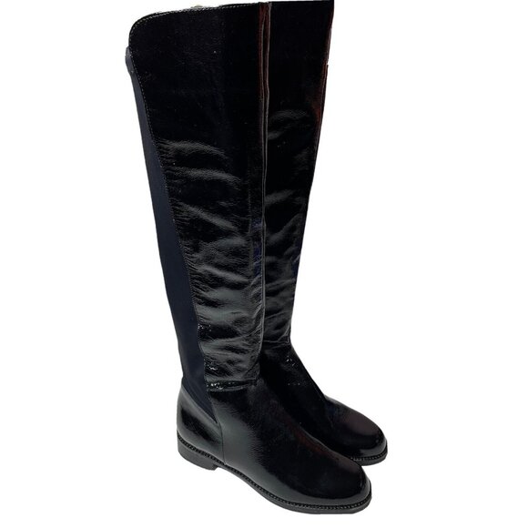 Aldo Shoes - Aldo Byssa Over the Knee Boots Black Pull on Leather Stretch Back 6.5